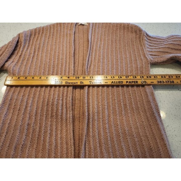 TRULY MADLY DEEPLY Pink Chunky Knit Cardigan Sweater Balloon Sleeves Small - Picture 6 of 6